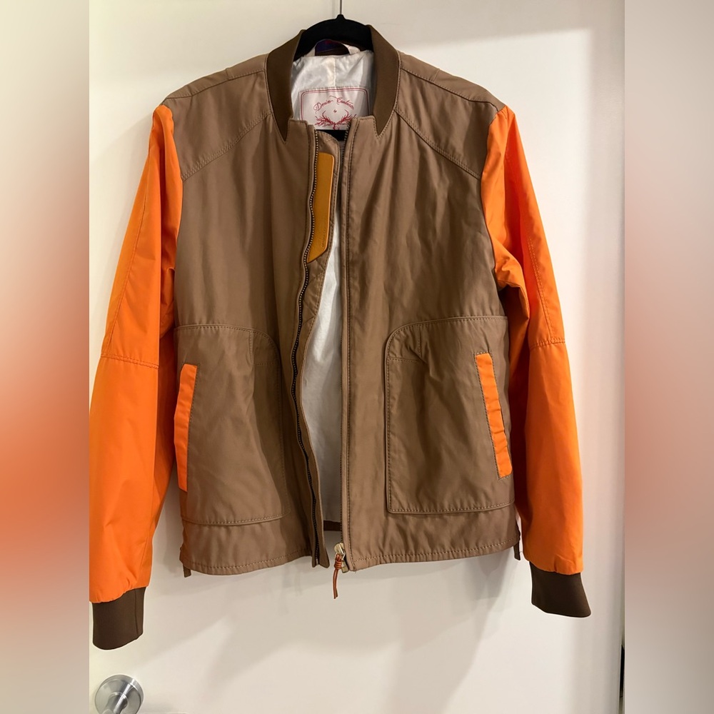Zara Men's Brown and Orange Bomber Jacket